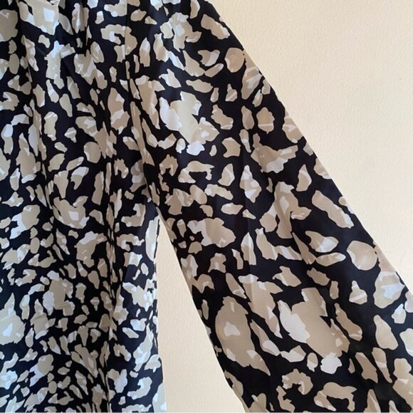 Vintage Jessica Puff Sleeve Animal Print Button Front Silky Blouse Size Large - Picture 6 of 13